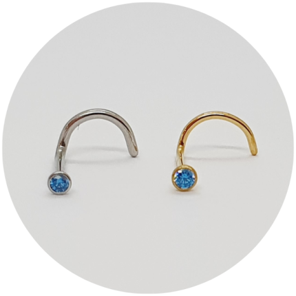 Nostril Zircônia Azul Claro - Natural ou PVD Gold
