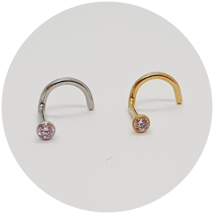Nostril Zircônia Rosa - Natural ou PVD Gold