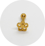 Barbel Reto Flor vazada - Natural, PVD Gold ou PVD Rose Gold - Imagem 2