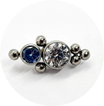 Labret Zircônia Azul e Branca 2P 6B
