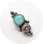 Labret Opala Azul e Zircônia 2P