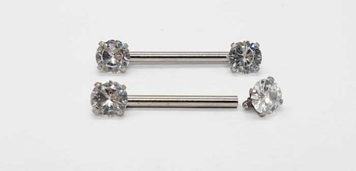 Barbel Reto Zircônias Prongset (Natural e PVD Gold) - Imagem 2