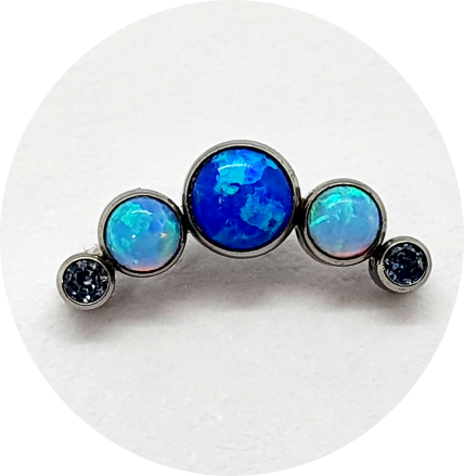 Labret Cluster Opala Azul com Zircônia 5P