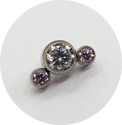 Labret Zircônia Branca e Rosa 3P