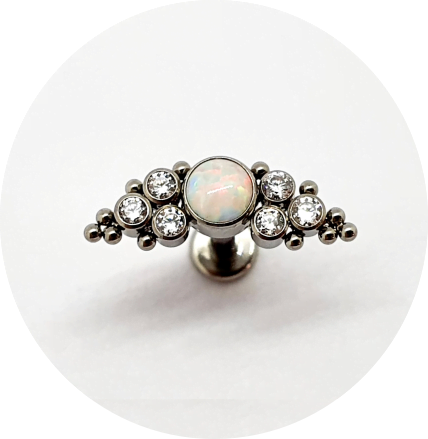 Labret Cluster Opala Branca e Zircônia 7P 12B