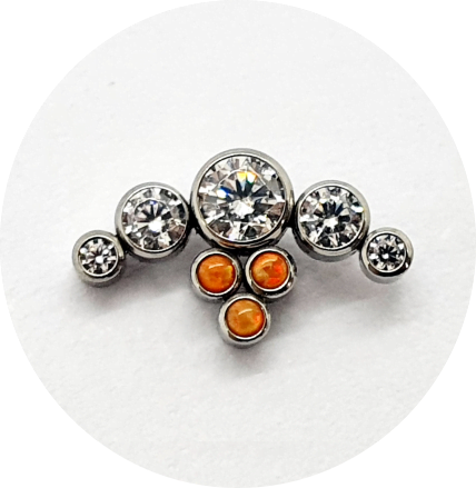 Labret Cluster Zircônia com Opala Laranja 8P