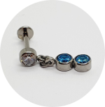 Labret Zircônia Azul e Branca 3P
