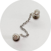 Labret Duplo Zircônia Flat com Corrente (Natural e PVD Gold) - Image 2