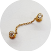 Labret Duplo Zircônia Flat com Corrente (Natural e PVD Gold)
