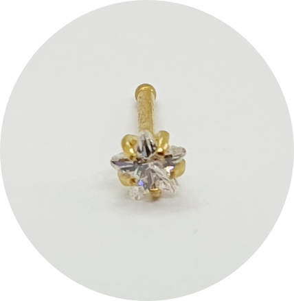 Nostril Reto Cristal Estrela Prongset PVD Gold