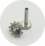 Labret Gota Zircônia com esferas - Natural e PVD Gold - Imagem 2