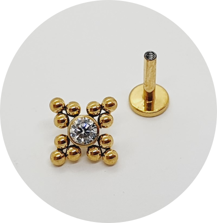 Labret Cristal 12B PVD Gold