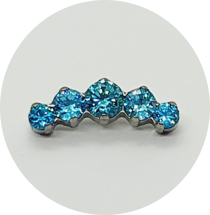 Labret Cluster Zircônia Azul 5P - Fundo vazado