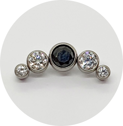 Labret Cluster Zircônia Branca e Preta 5P