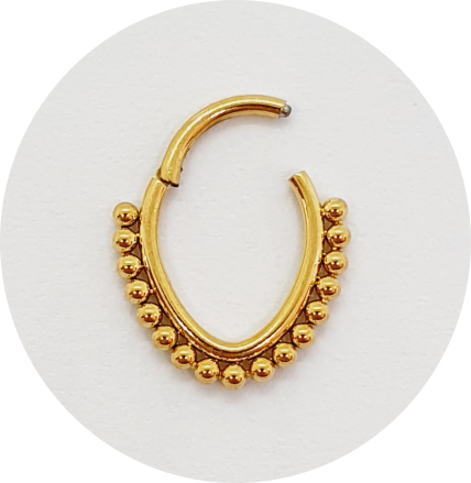 Segmento Articulado Oval com esferas - Natural e PVD Gold
