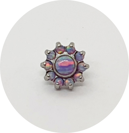 Labret Mini Flor Opala Lilás Claro