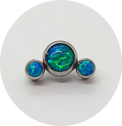 Labret Mini Opala Azul e Verde Escuro 3P