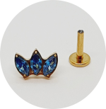 Labret Navete Zircônia Black 3P PVD Gold - Várias Cores - Imagem 2