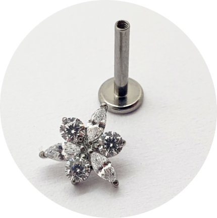Labret Zircônia Trinity com Navete 6P