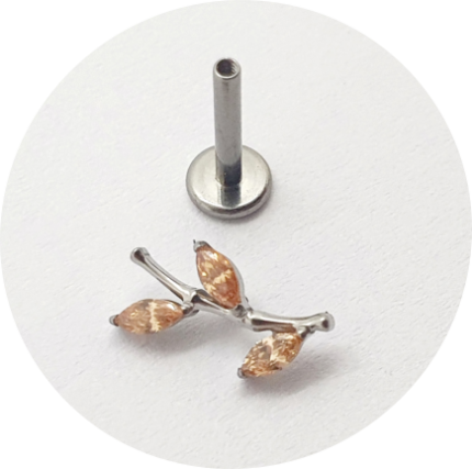 Labret Ramo de zircônia Champagne M2