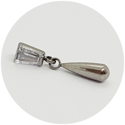 Labret Zircônia retangular com pingente