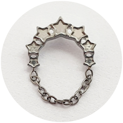 Labret Barra Curva de estrelas com corrente