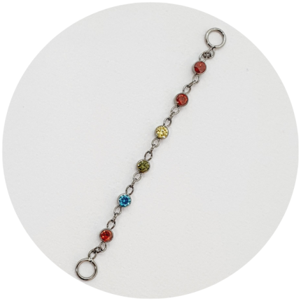Corrente com zircônias coloridas 6P 36mm