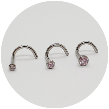 Nostril Zircônia Rosa Flat