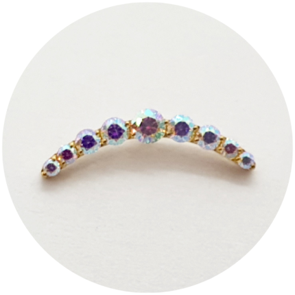 Labret Micro Cluster Zircônias Furta-cor 9P PVD Gold - haste em titânio natural
