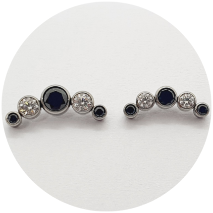 Labret Cluster Zircônias Pretas e Brancas - P ou M