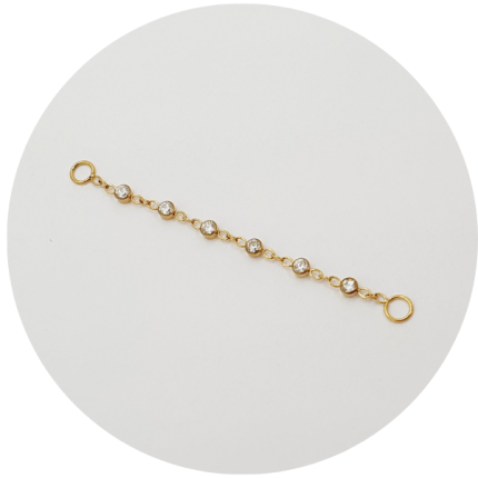 Corrente com zircônia 6P PVD Gold