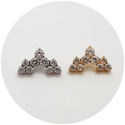Labret Cluster Trinity Zircônia M3 - Natural ou PVD Gold