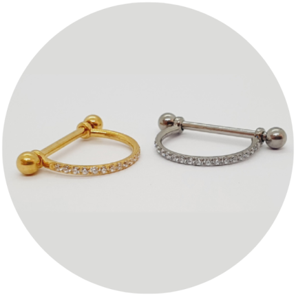 Conch Zircônias Cravejadas - Natural ou PVD Gold - Rosca externa