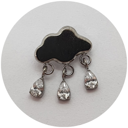 Labret Nuvem com 3 pingentes