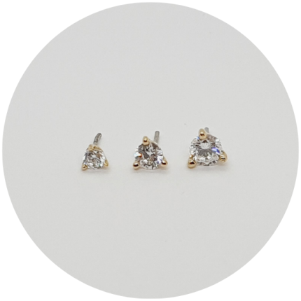 Topo Labret Zircônia 3 Garras 14K - Push Pin