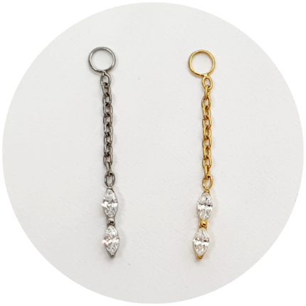 PINGENTE MICRO NAVETES ZIRCONIA 2P - NATURAL OU PVD GOLD