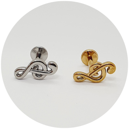 LABRET NOTA MUSICAL - NATURAL OU PVD GOLD