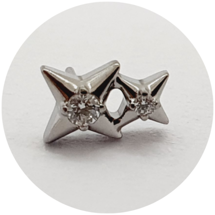 LABRET MICRO ESTRELAS DUPLAS COM ZIRCONIAS