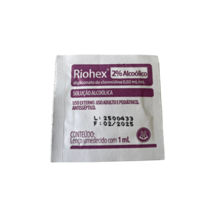 Lenço umedecido Riohex - Clorexidina solução alcoólica 2% - unidade