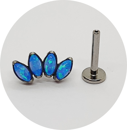 Labret Navete Opala Azul 4P - Push Pin