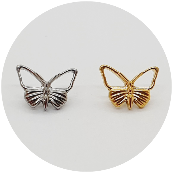 T120-1252 LABRET BORBOLETA VAZADA - NATURAL E PVD GOLD - Imagem 1