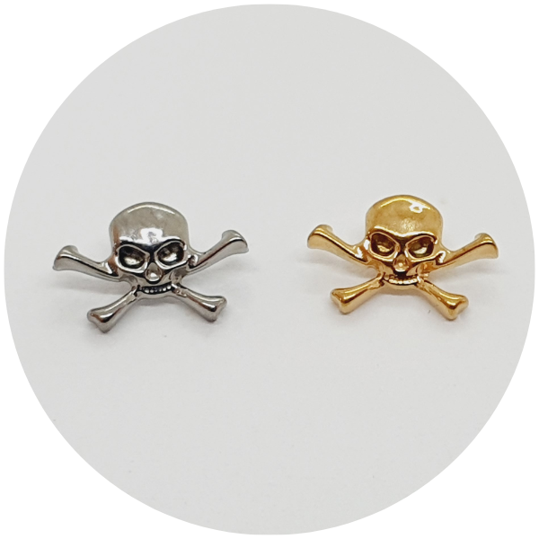 T030-1459 Labret caveira - Natural ou PVD Gold - Haste em titanio natural - Imagem 1
