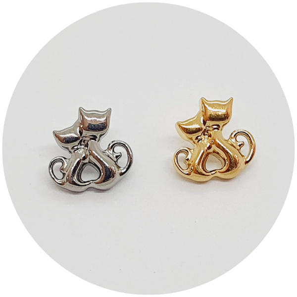 T141-4338 Labret Abraço de gato - Natural ou PVD Gold - Haste em titanio natural - Imagem 1