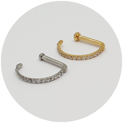 D-Ring Zircônias cravejadas - Natural ou PVD Gold