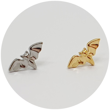 Labret Mini Morcego - Natural ou PVD Gold - Haste em titanio natural - Push Pin