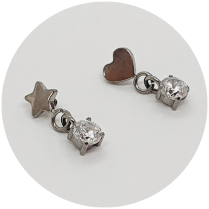 Labret Mini Estrela ou Coração com pingente