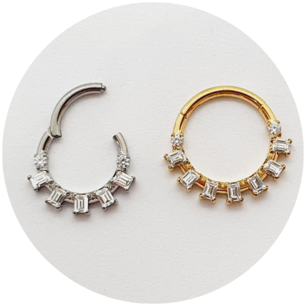 SEGMENTO ARTICULADO MINI SQUARE ZIRCONIA FRONTAL 9P - natural ou pvd gold