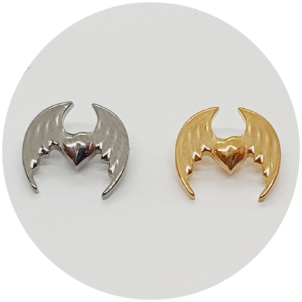 Labret Coração com Asas - Natural ou PVD Gold - Haste em titanio natural