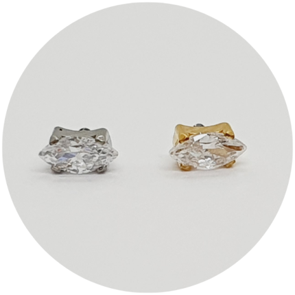 Labret Nano Navete Zircônia Prongset - Natural ou PVD Gold
