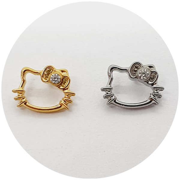 T573-4344 Coleção Hello Kitty - Labret Hello Kitty Zircônia - Natural ou PVD Gold - Imagem 1